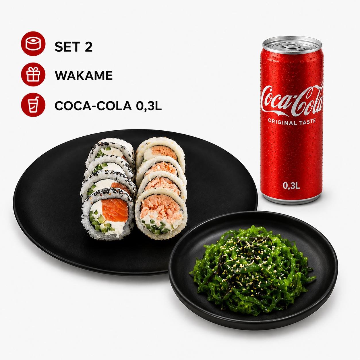 Combo Set: Set 2 + Wakame + Cola